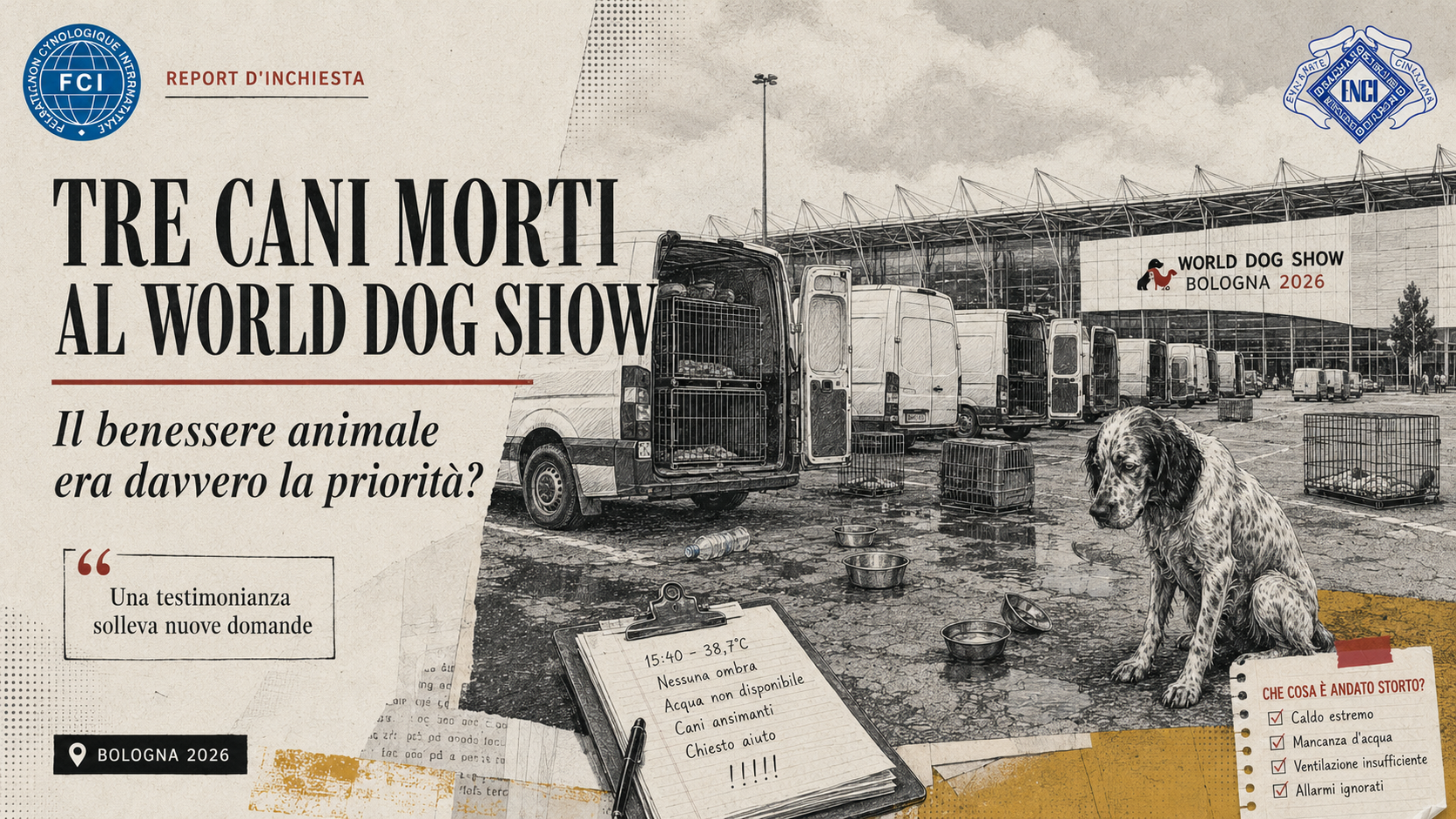 Tre cani morti al World Dog Show di Bologna: il fallimento di un sistema che dice di tutelare il benessere animale